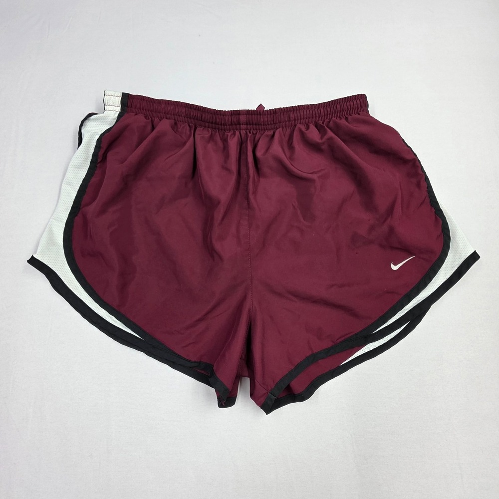 Nike Dri-FIT Tempo Running Shorts Maroon Burgundy White Mesh 716453-671 Large